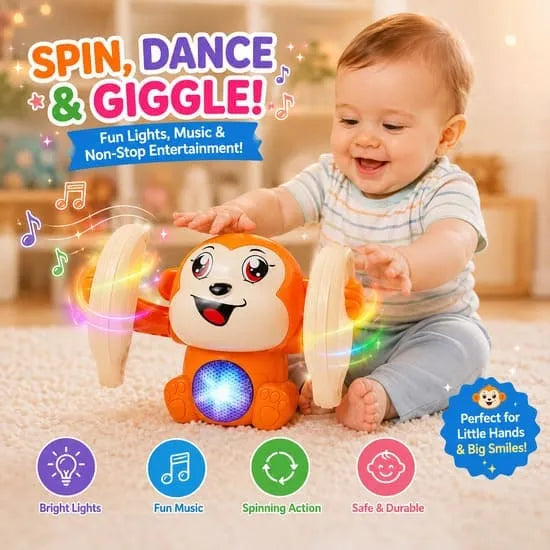 Cute Musical Rolling Banana Monkey Toy